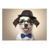 Hund mit Brille und Hut Fotodruck (Vorne)