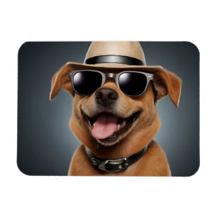 Hund mit Brille und Hut Magnet