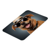 Hund mit Brille und Hut Magnet (Linke Seite)
