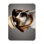 Hund mit Brille und Hut Magnet (Vertikal)