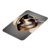 Hund mit Brille und Hut Magnet (Linke Seite)