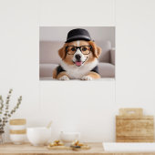 Hund mit Brille und Hut Poster (Küche)