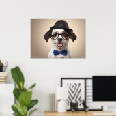 Hund mit Brille und Hut Poster (Heimbüro)