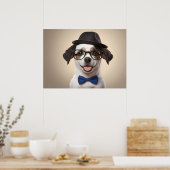 Hund mit Brille und Hut Poster (Küche)