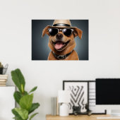 Hund mit Brille und Hut Poster (Heimbüro)