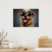Hund mit Brille und Hut Poster (Küche)