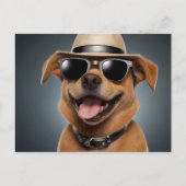 Hund mit Brille und Hut Postkarte (Vorderseite)