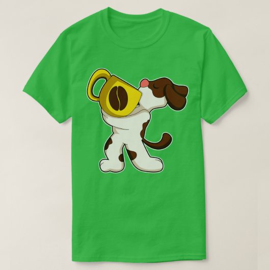 Hund mit Cup of Coffee 2 T-Shirt (Design vorne)