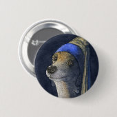 Hund mit einem Perlenohrring Button (Vorne & Hinten)