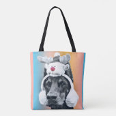 Hund mit einem Rentierhut Tasche (Rückseite)