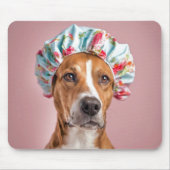 Hund mit einer Duschhaube Mousepad (Vorne)