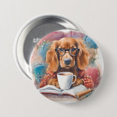 Hund mit einer Tasse heißer Schokolade Button (Vorne & Hinten)