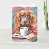 Hund mit einer Tasse heißer Schokolade Dankeskarte (Vorderseite)