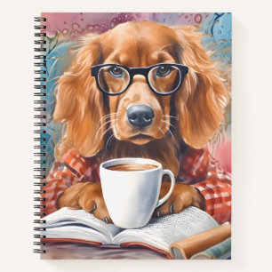 Hund mit einer Tasse heißer Schokolade Notizblock