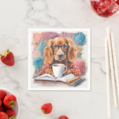 Hund mit einer Tasse heißer Schokolade Serviette (Beispiel)