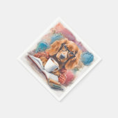 Hund mit einer Tasse heißer Schokolade Serviette (Ecke)