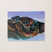 Hund mit entspannter Schokolade Labrador Puzzle (Horizontal)