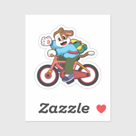 Hund mit Fahrrad Aufkleber (Blatt)