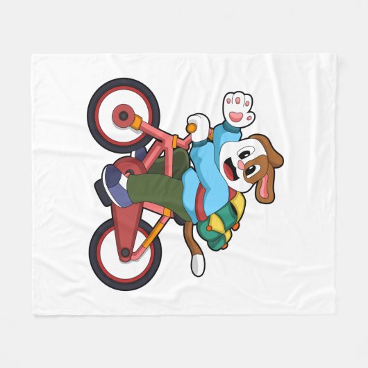 Hund mit Fahrrad Fleecedecke (Vorderseite (Horizontal))
