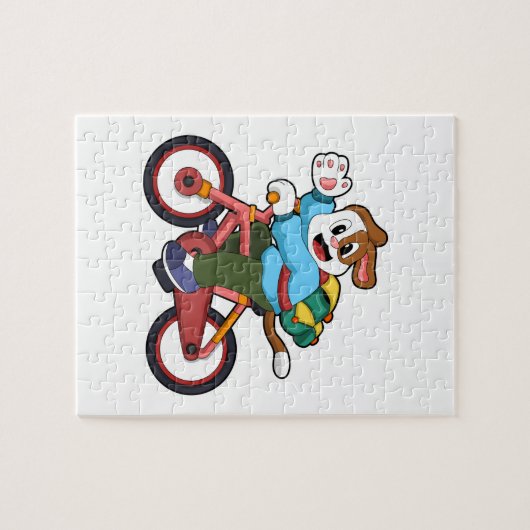 Hund mit Fahrrad Puzzle (Horizontal)