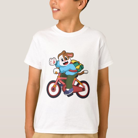 Hund mit Fahrrad T-Shirt (Vorderseite)