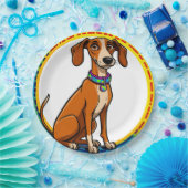 Hund mit farbenfroher Collar Inside Decorative Kre Pappteller (Party)