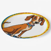 Hund mit farbenfroher Collar Inside Decorative Kre Pappteller (Schrägansicht)