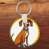 Hund mit farbenfroher Collar Inside Decorative Kre Schlüsselanhänger (Vorderseite)