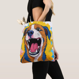 Hund mit Farbspritzer-Druck lächelndes Hund-Design Tasche
