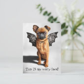 Hund mit Fledermausen Einladungspostkarte (Stehend Vorderseite)