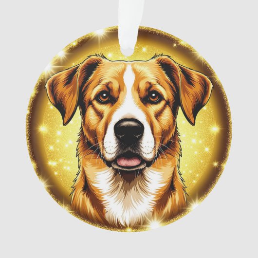 Hund mit goldenem Hintergrund Ornament (Vorderseite)