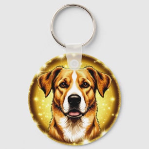 Hund mit goldenem Hintergrund Schlüsselanhänger