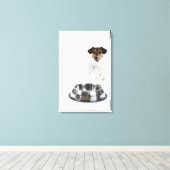 Hund mit großer Schüssel Leinwanddruck (Insitu (Holzboden))