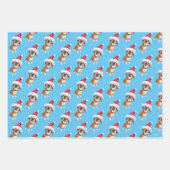 Hund mit großer Weihnachtsmannmütze Geschenkpapier Set (Vorderseite 3)