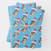 Hund mit großer Weihnachtsmannmütze Geschenkpapier Set (Beispiel)
