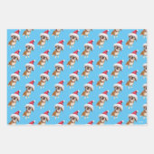 Hund mit großer Weihnachtsmannmütze Geschenkpapier Set (Vorderseite)