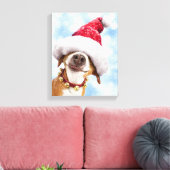 Hund mit großer Weihnachtsmannmütze Leinwanddruck (Insitu (Wohnzimmer))