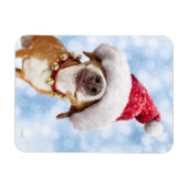 Hund mit großer Weihnachtsmannmütze Magnet (Horizontal)
