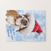 Hund mit großer Weihnachtsmannmütze Puzzle (Horizontal)