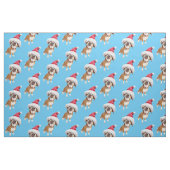 Hund mit großer Weihnachtsmannmütze Stoff (Fat Quarter (45,7 x 55,9 cm))