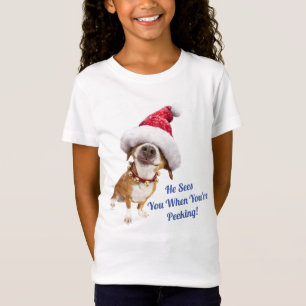 Hund mit großer Weihnachtsmannmütze T-Shirt