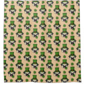 Hund mit Grüner Hut, Kleeblatt St Patrick's Patter Duschvorhang (Vorderseite)