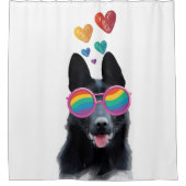 Hund mit Herz-Valentinstag Duschvorhang (Vorderseite)