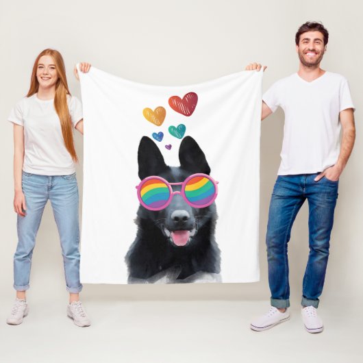 Hund mit Herz-Valentinstag Fleecedecke (Beispiel)