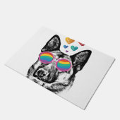 Hund mit Herz-Valentinstag Fußmatte (Schrägansicht)