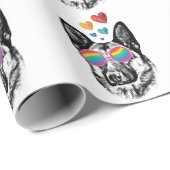 Hund mit Herz-Valentinstag Geschenkpapier (Rolleneckpunkt)