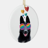 Hund mit Herz-Valentinstag Keramik Ornament (Rechts)