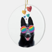Hund mit Herz-Valentinstag Keramik Ornament (Links)