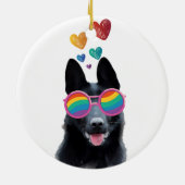 Hund mit Herz-Valentinstag Keramik Ornament (Hinten)