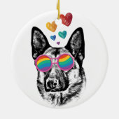 Hund mit Herz-Valentinstag Keramik Ornament (Hinten)